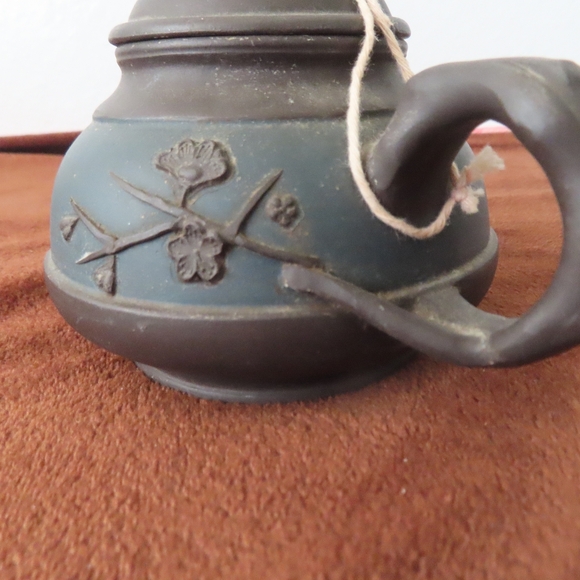 Vintage Chinese Yixing Zisha Clay Serving Lidded Teapot Signed Blue Black - Picture 2 of 11